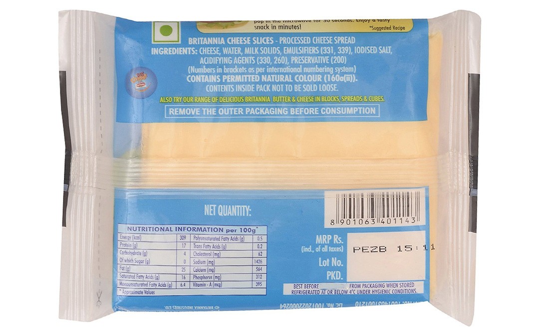 Britannia Cheese Slices    Pouch  100 grams